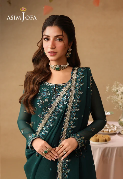 AJULIF-10 Embroidered Chiffon 3 Pcs