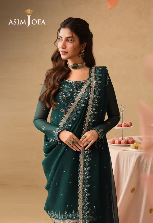 AJULIF-10 Embroidered Chiffon 3 Pcs