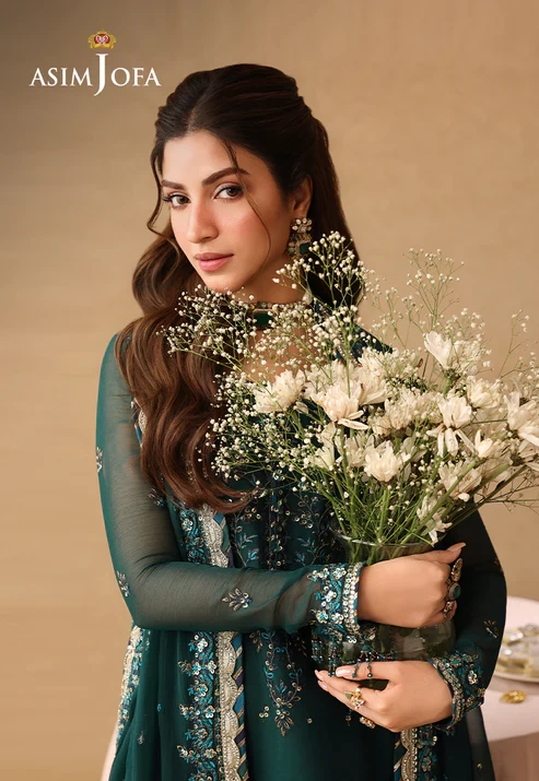 AJULIF-10 Embroidered Chiffon 3 Pcs