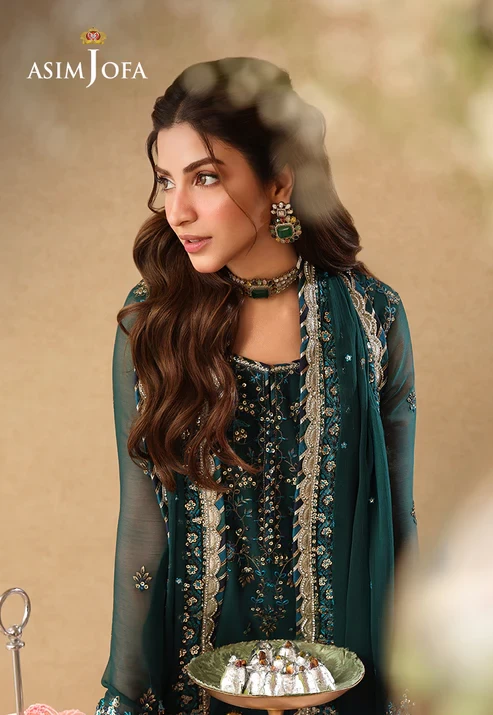 AJULIF-10 Embroidered Chiffon 3 Pcs