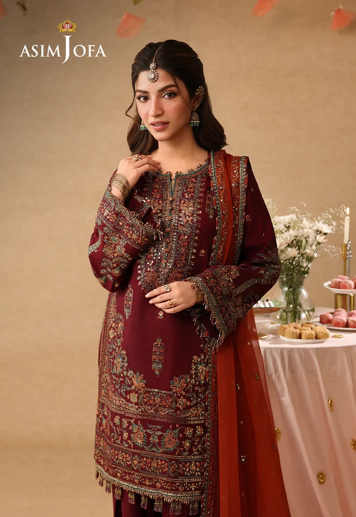 AJULIF-04 Embroidered Boski Silk 3 Pcs