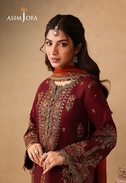 AJULIF-04 Embroidered Boski Silk 3 Pcs