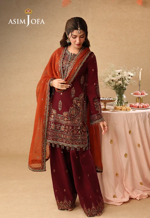 AJULIF-04 Embroidered Boski Silk 3 Pcs