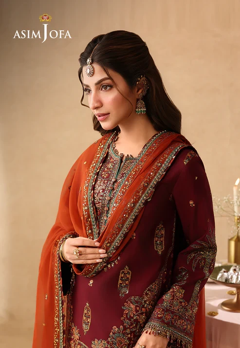 AJULIF-04 Embroidered Boski Silk 3 Pcs