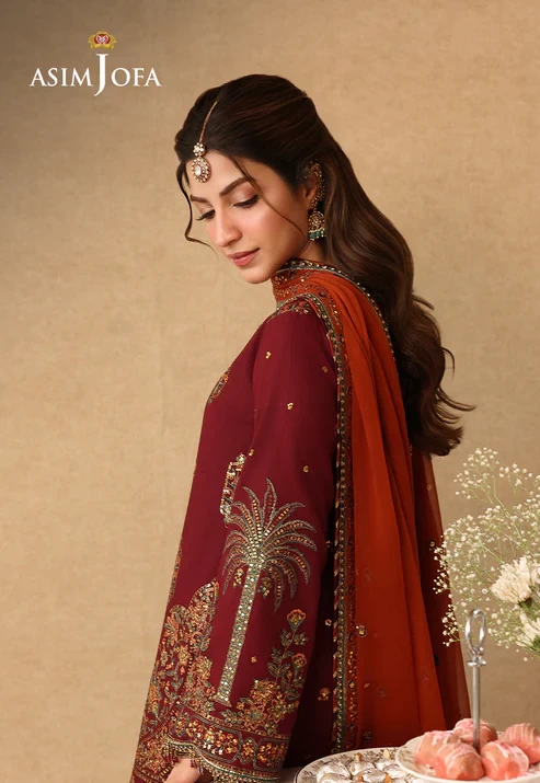 AJULIF-04 Embroidered Boski Silk 3 Pcs