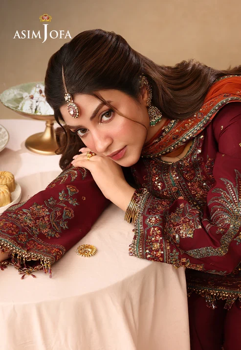 AJULIF-04 Embroidered Boski Silk 3 Pcs