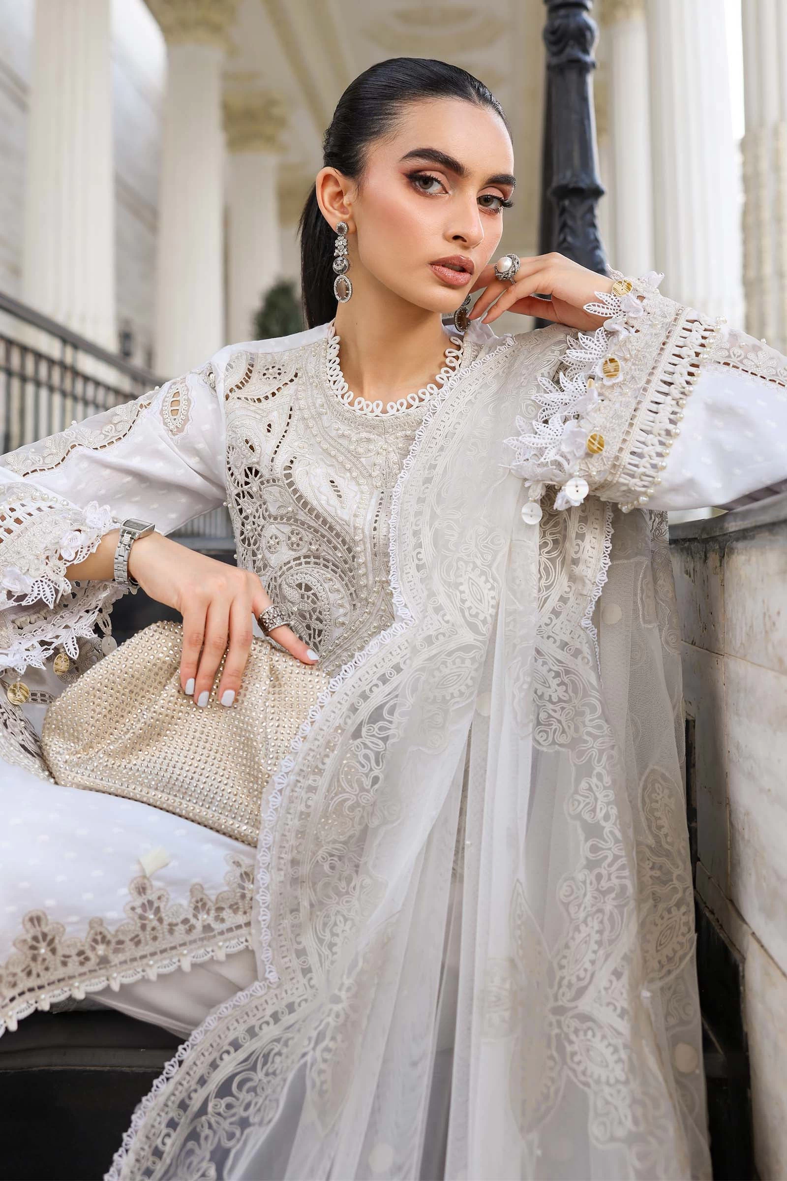 3 Piece Embroidered Jacquard Lawn Suit - EL-26-01-Default