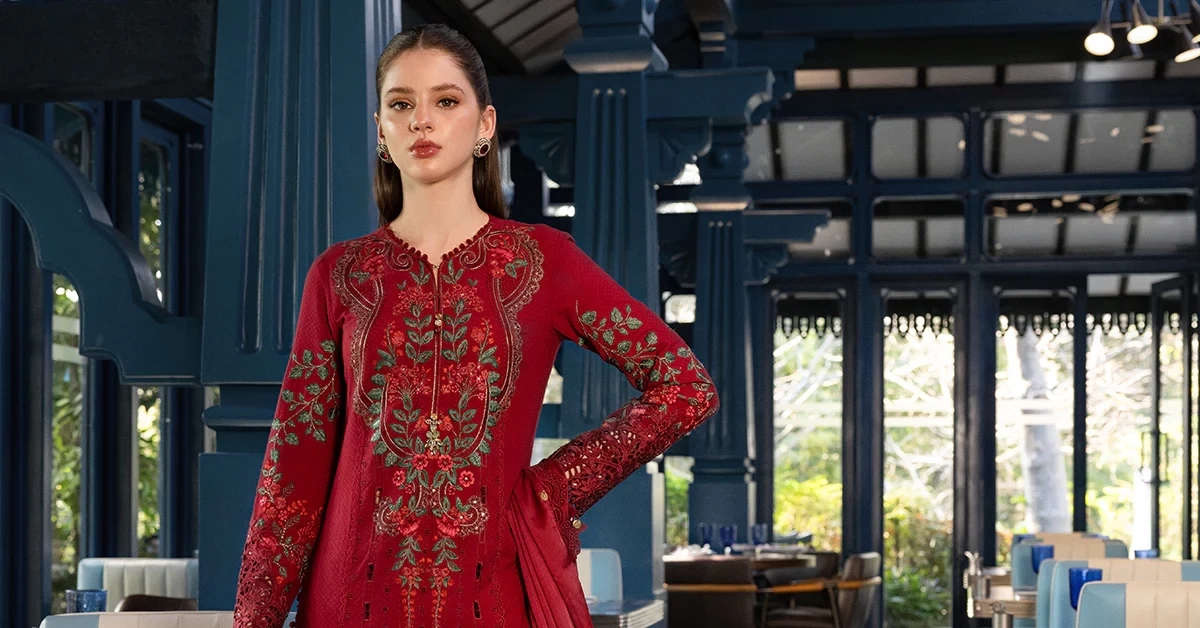 3 Piece Embroidered Jacquard Lawn Suit - EL-26-05-Default