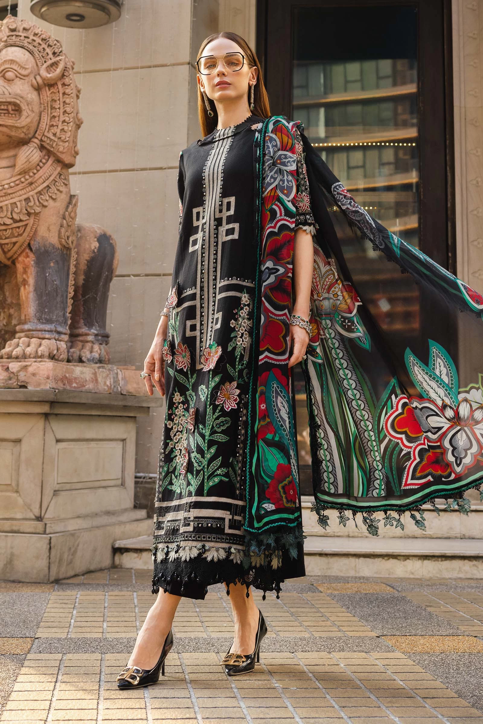 3 Piece Embroidered Jacquard Lawn Suit - EL-26-11-Default