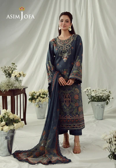 Printed Embroidered Cambric 3 Pcs - AJUBEP-01-UNS