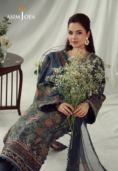 Printed Embroidered Cambric 3 Pcs - AJUBEP-01-UNS