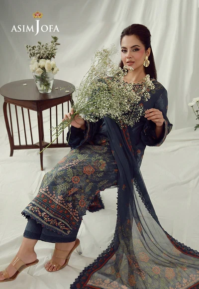 Printed Embroidered Cambric 3 Pcs - AJUBEP-01-UNS