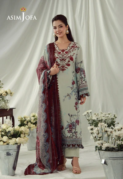 Printed Embroidered Cambric - AJUBEP-03-UNS