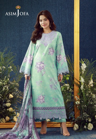 Printed Embroidered Cambric 3 Pcs - AJUBEP-09-UNS