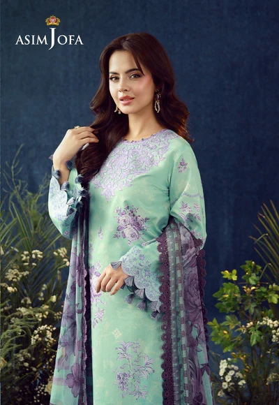 Printed Embroidered Cambric 3 Pcs - AJUBEP-09-UNS