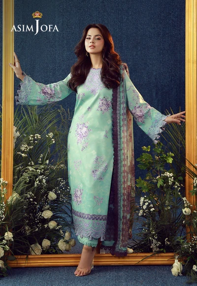 Printed Embroidered Cambric 3 Pcs - AJUBEP-09-UNS
