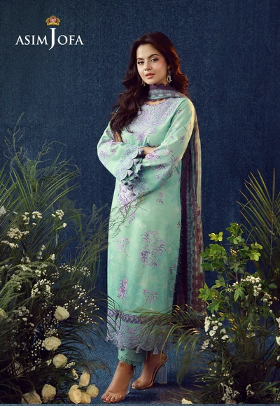 Printed Embroidered Cambric 3 Pcs - AJUBEP-09-UNS