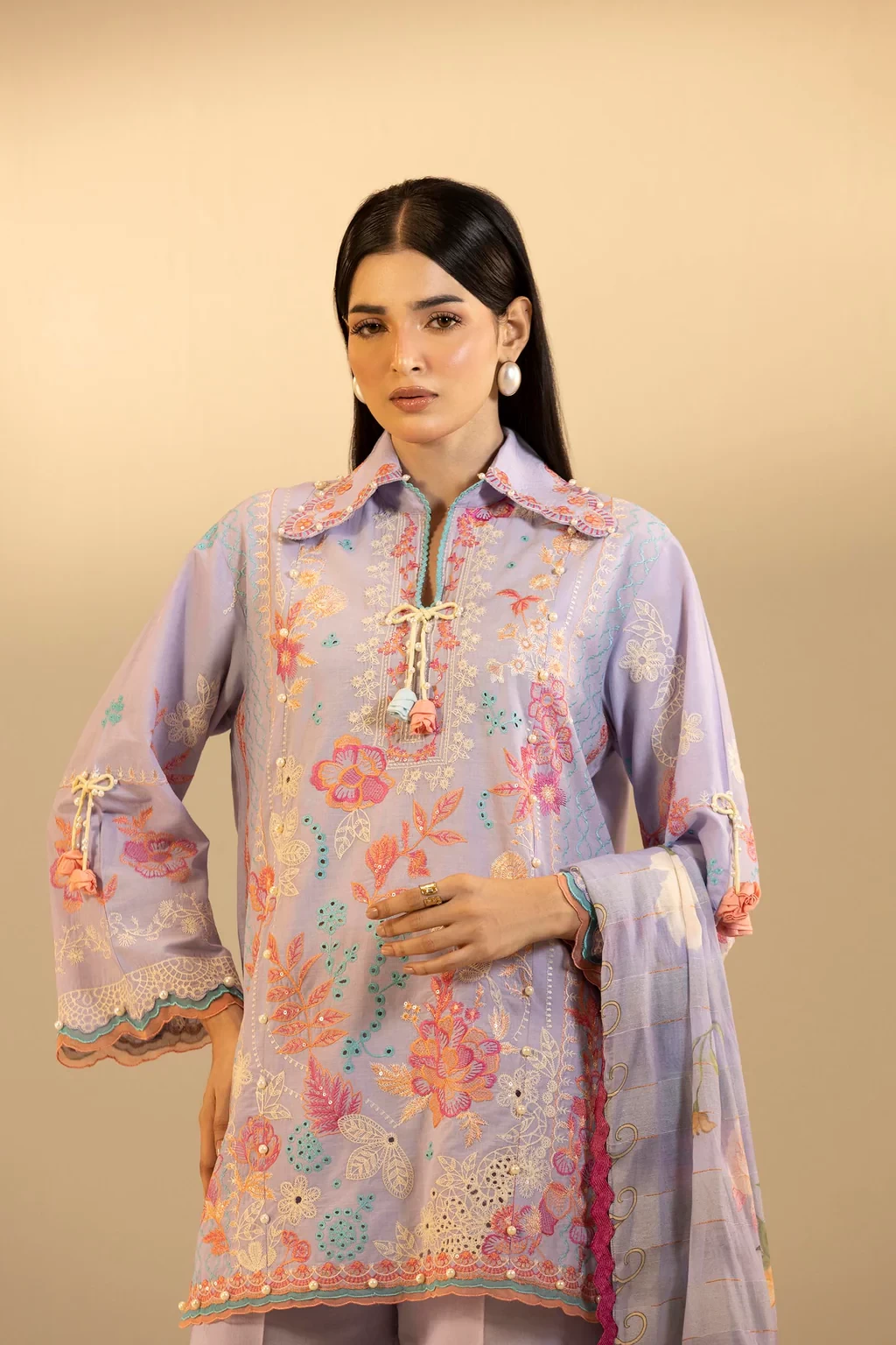 Embroidered 3 Piece Muzlin Suit - M262-008B-DD