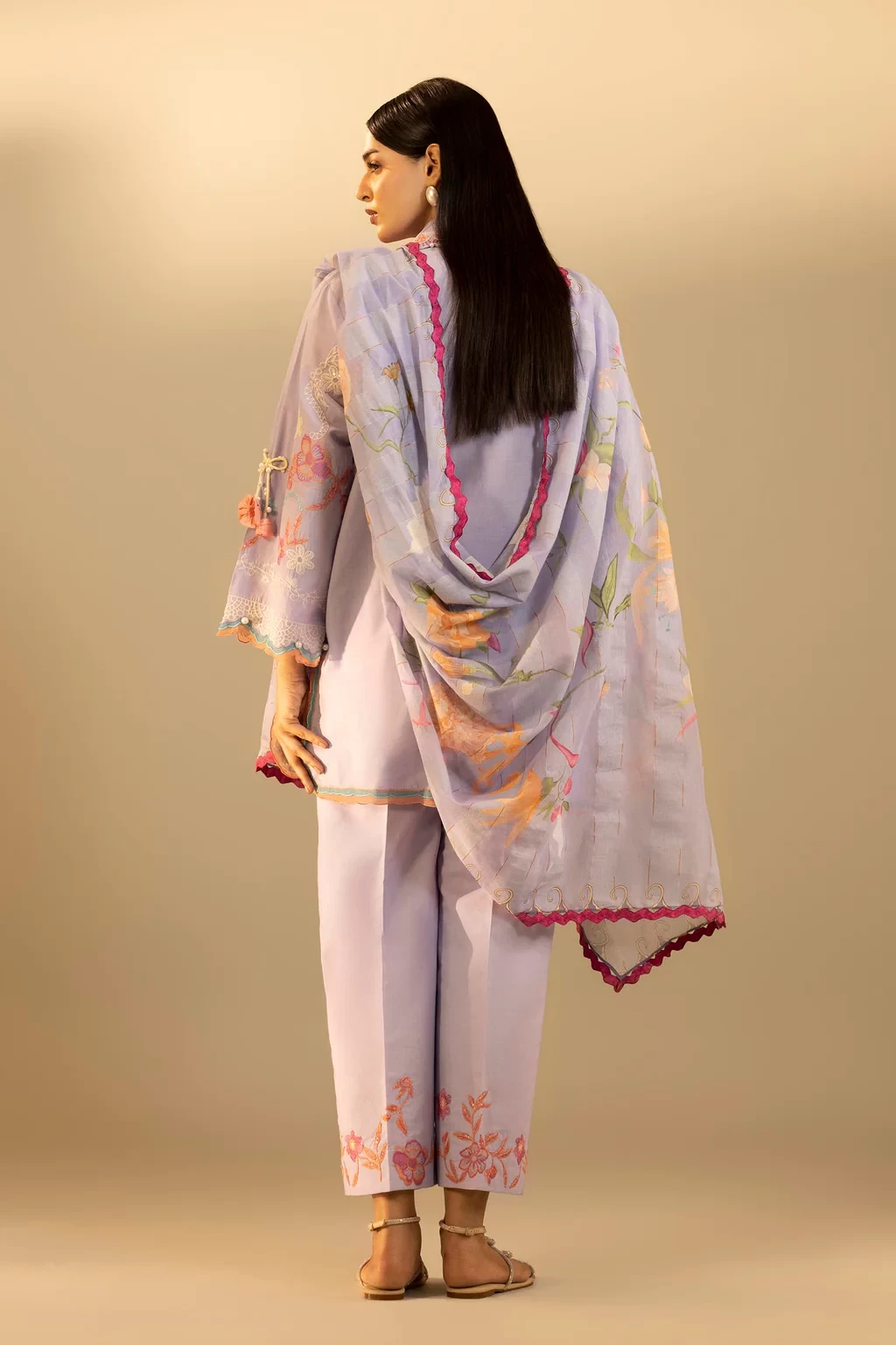 Embroidered 3 Piece Muzlin Suit - M262-008B-DD