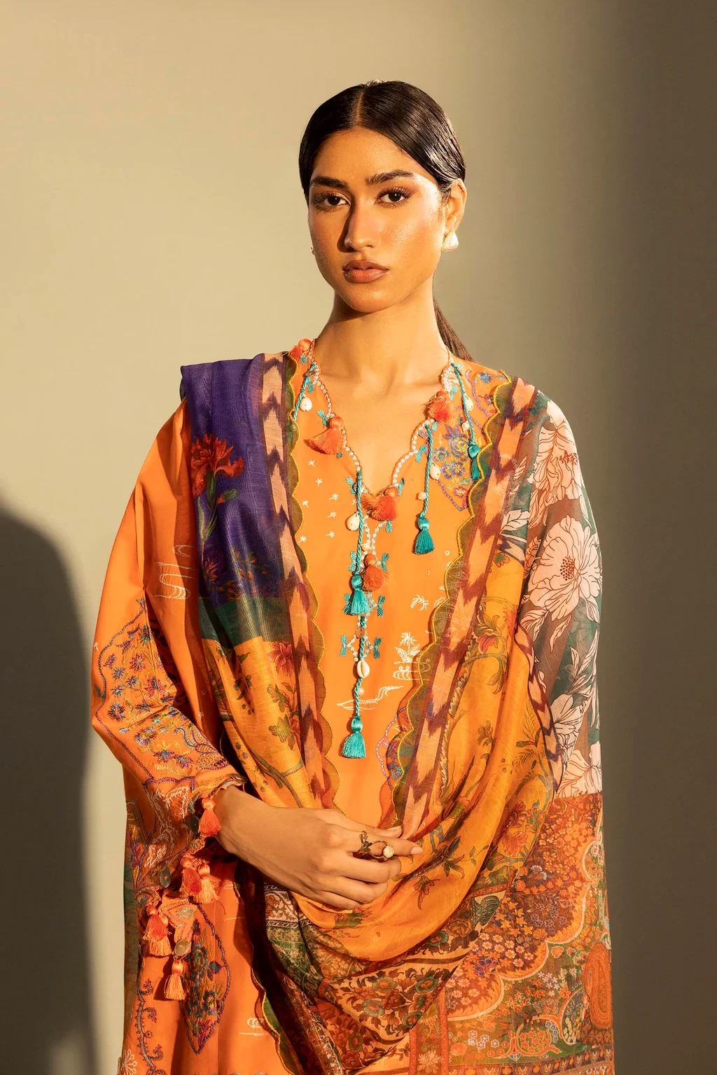 Embroidered 3 Piece Muzlin Suit - M262-020B-DC