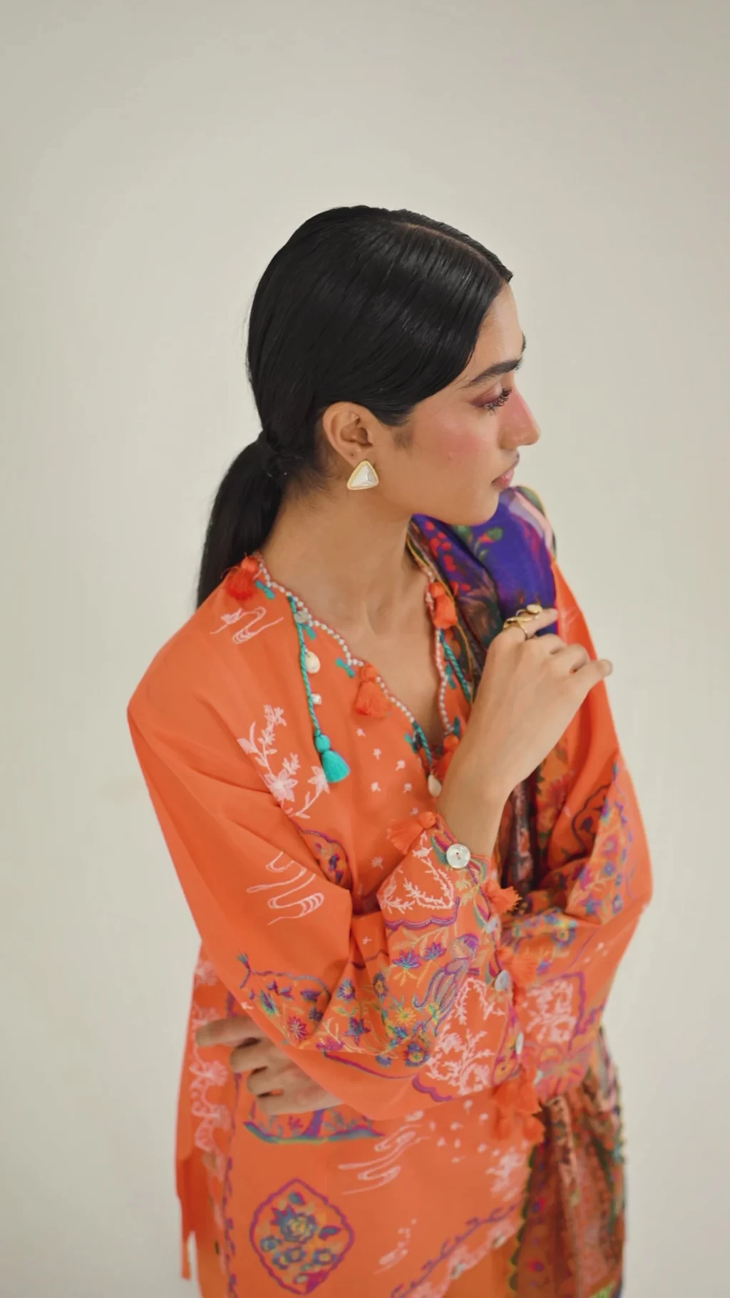 Embroidered 3 Piece Muzlin Suit - M262-020B-DC