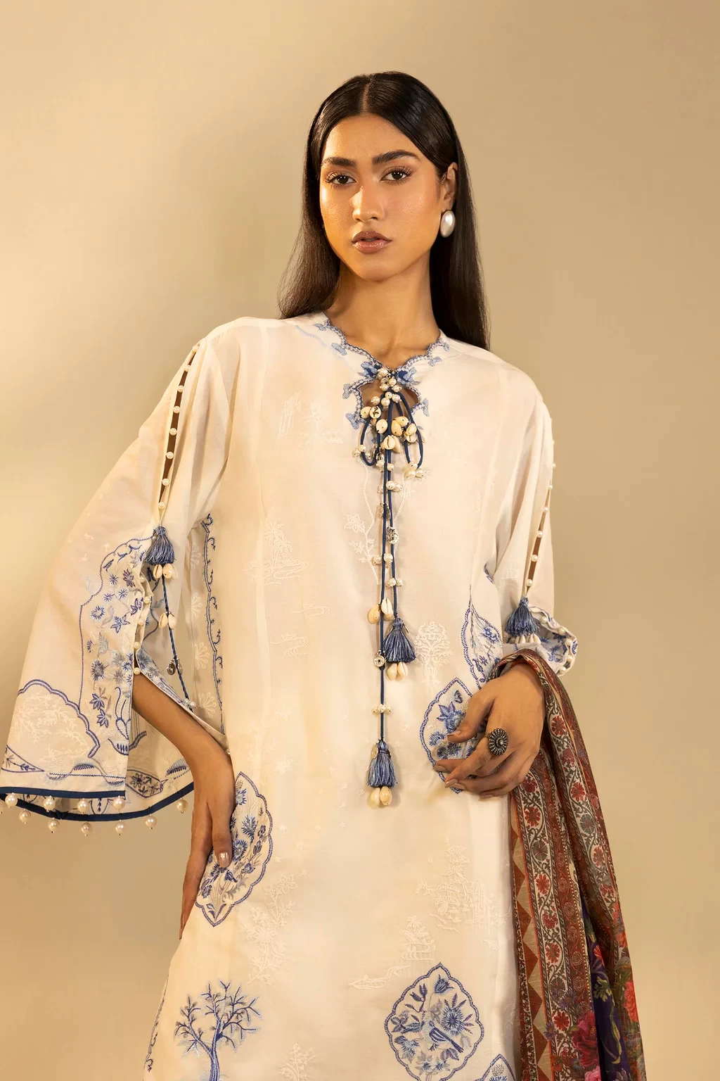 Embroidered 3 Piece Muzlin Suit - M262-020A-DC Quantity Decrease quantity 1 Incr