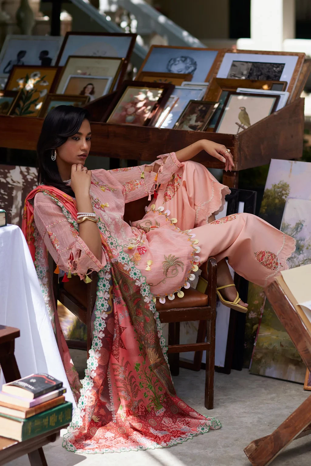 Embroidered 3 Piece Muzlin Suit - M262-019B-CV