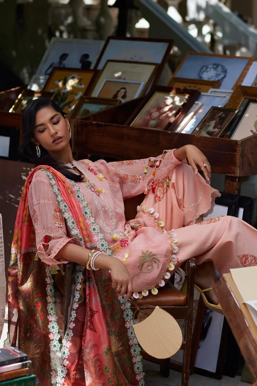 Embroidered 3 Piece Muzlin Suit - M262-019B-CV