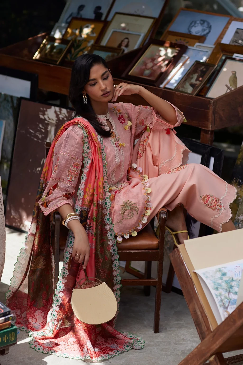 Embroidered 3 Piece Muzlin Suit - M262-019B-CV