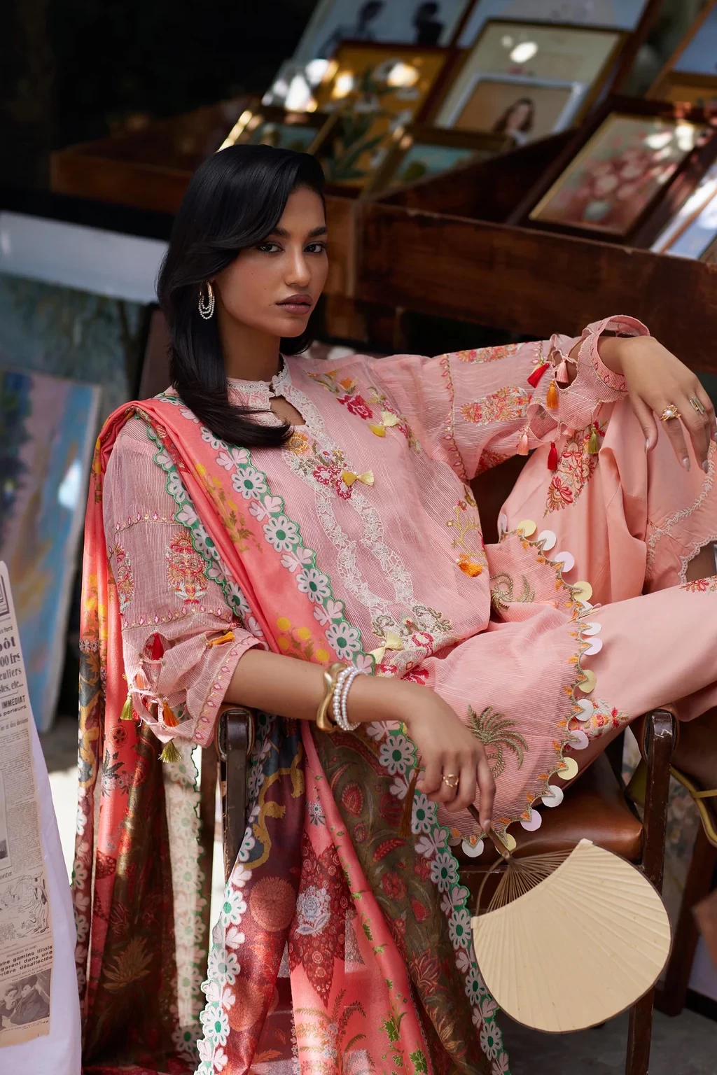 Embroidered 3 Piece Muzlin Suit - M262-019B-CV