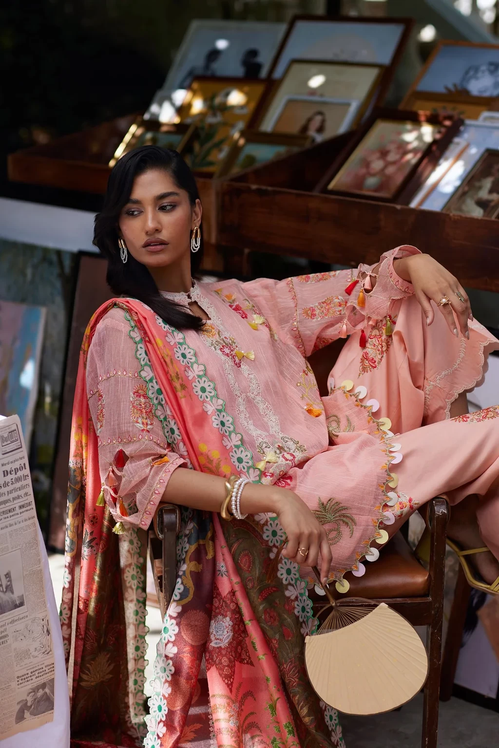 Embroidered 3 Piece Muzlin Suit - M262-019B-CV