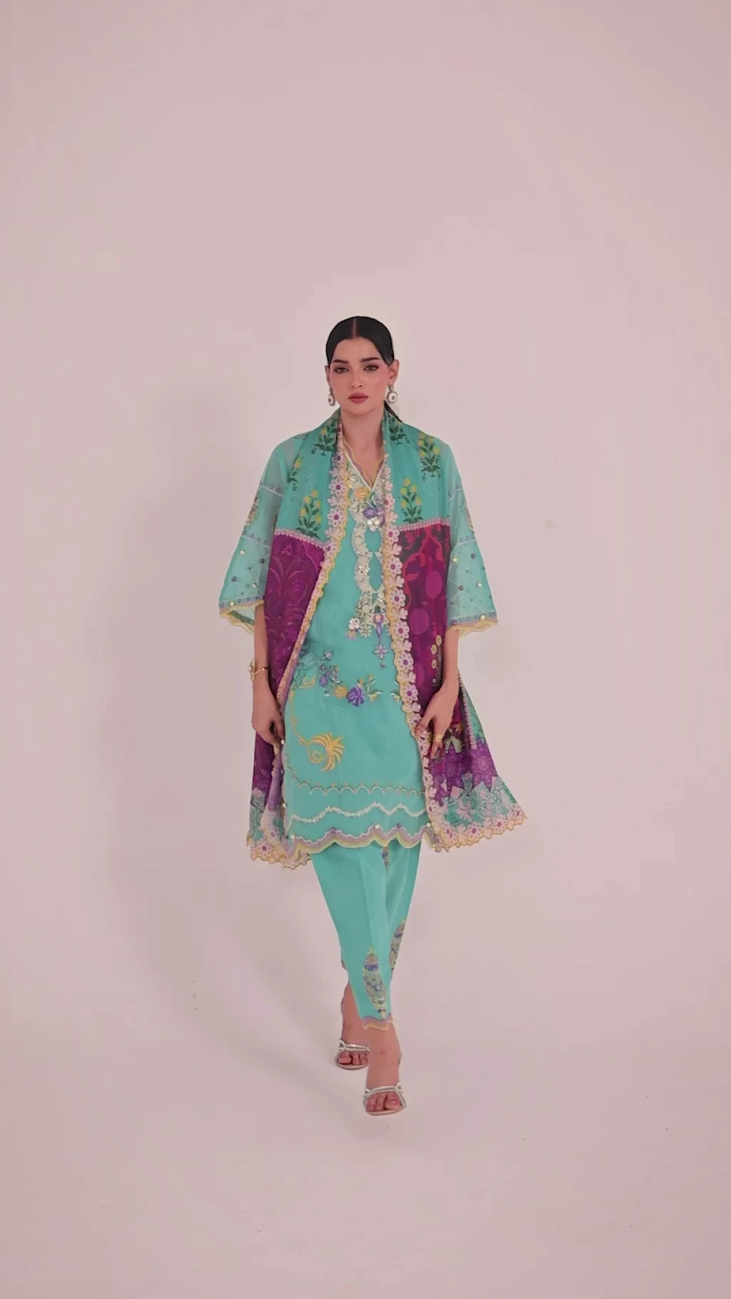 Embroidered 3 Piece Muzlin Suit - M262-019A-CV