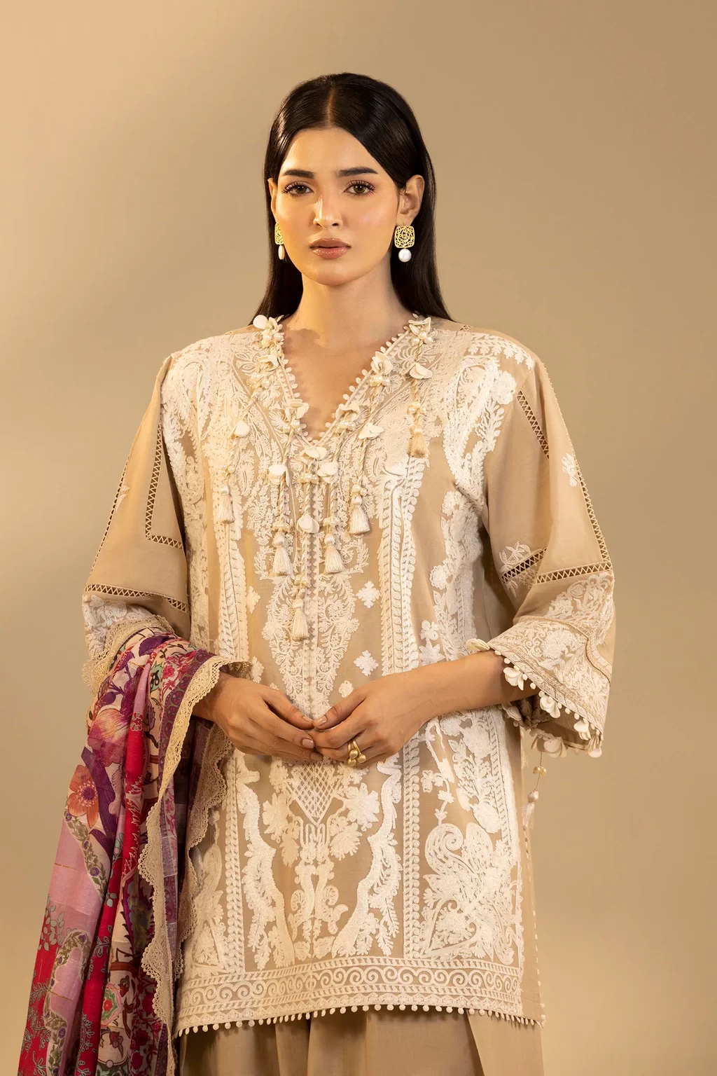 Embroidered 3 Piece Muzlin Suit - M262-018B-DD