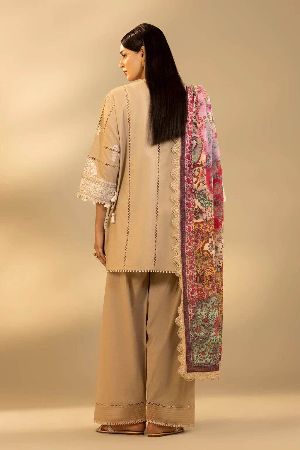 Embroidered 3 Piece Muzlin Suit - M262-018B-DD