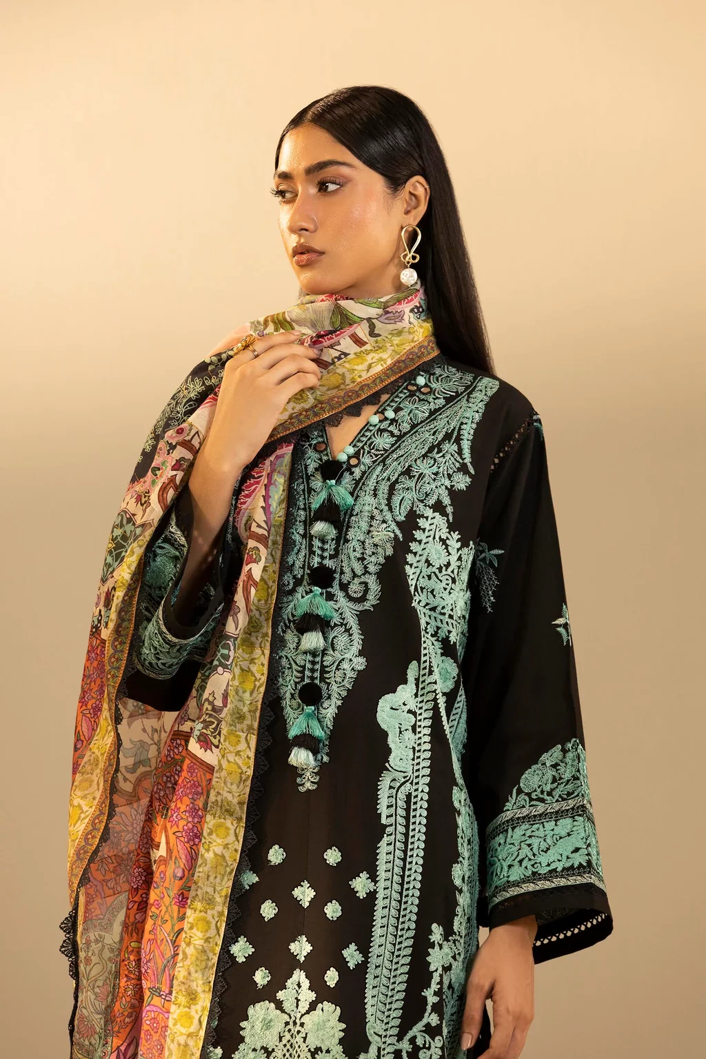 Embroidered 3 Piece Muzlin Suit - M262-018A-DD