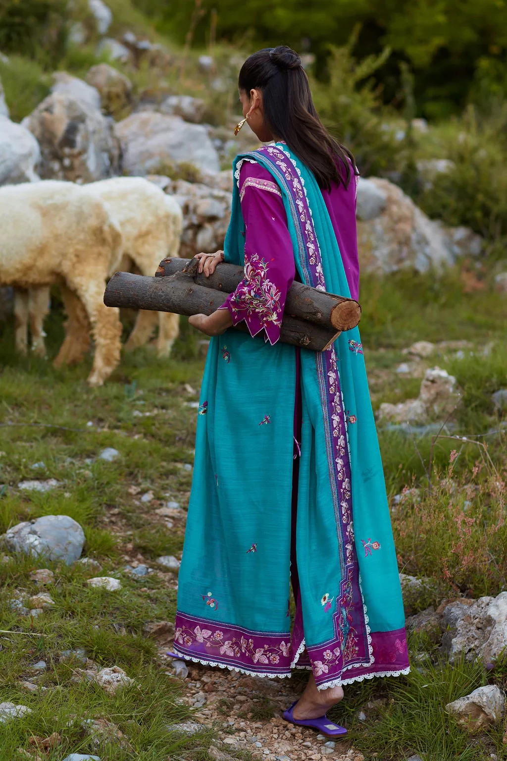Embroidered 3 Piece Muzlin Suit - M262-016B-DC
