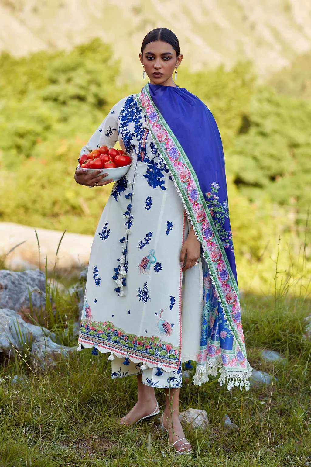 Embroidered 3 Piece Muzlin Suit - M262-017A-CL