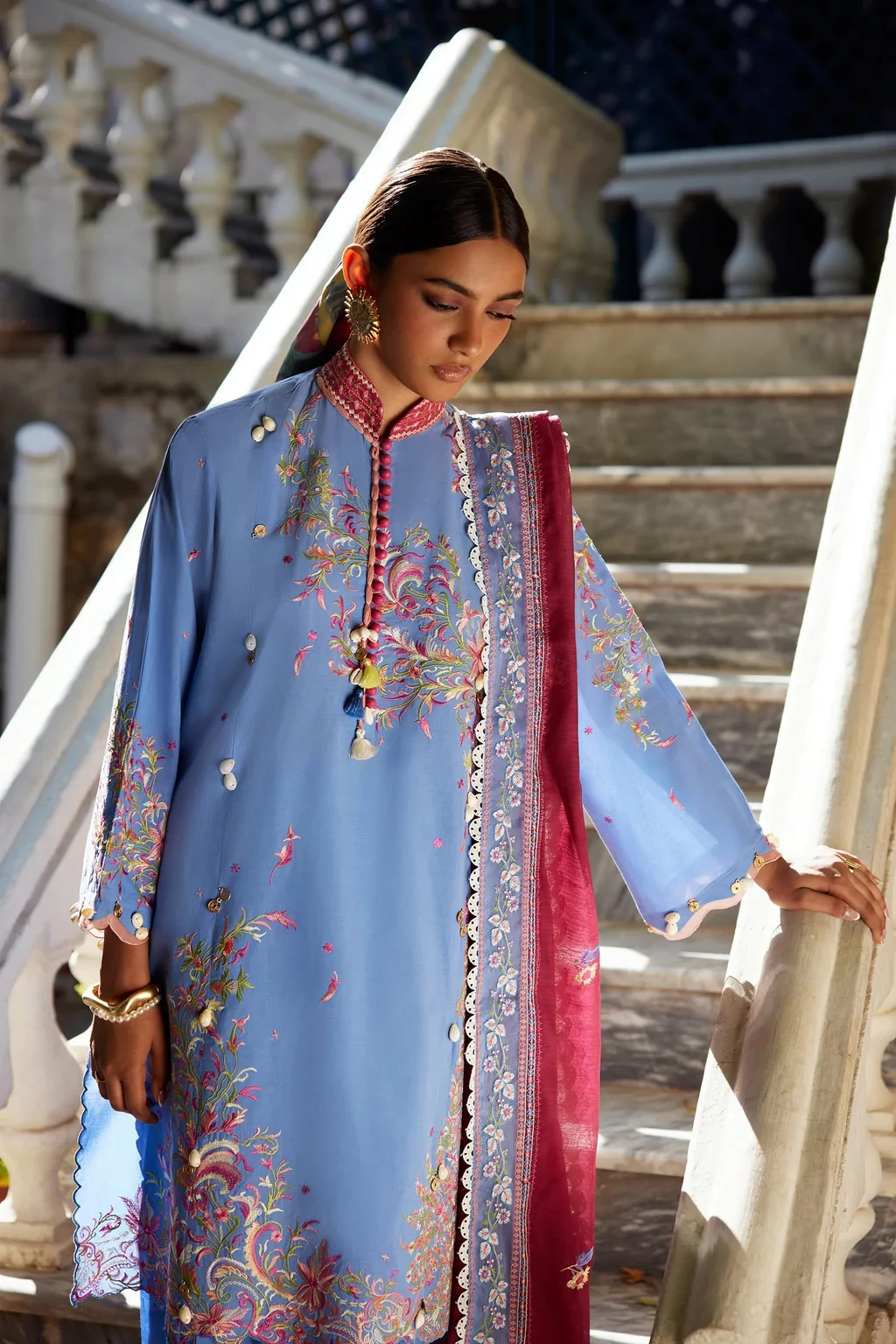 Embroidered 3 Piece Muzlin Suit - M262-016A-DC