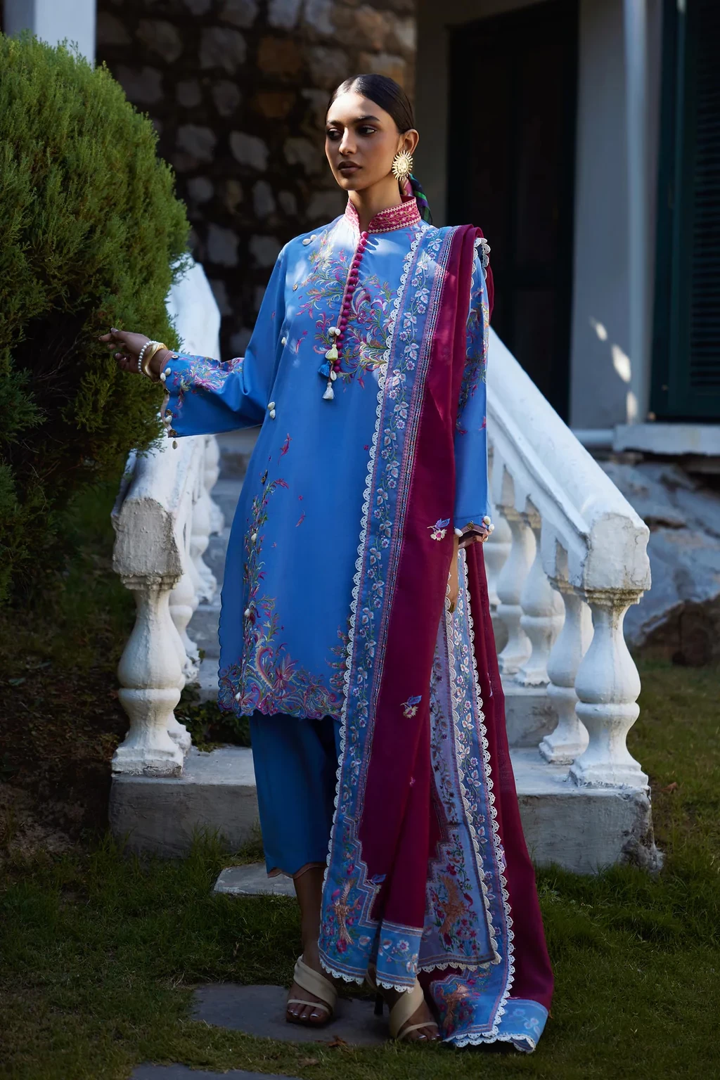 Embroidered 3 Piece Muzlin Suit - M262-016A-DC