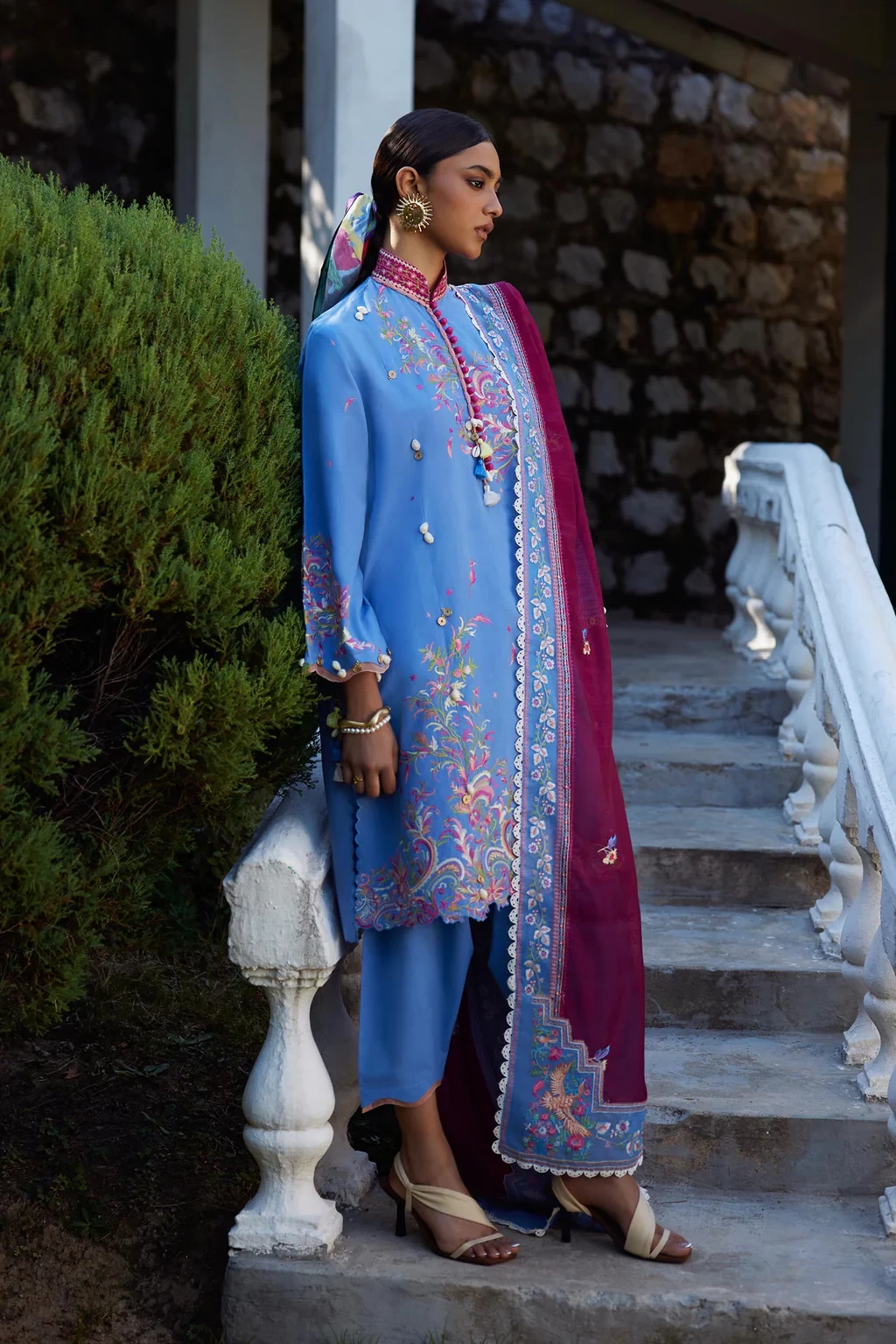 Embroidered 3 Piece Muzlin Suit - M262-016A-DC