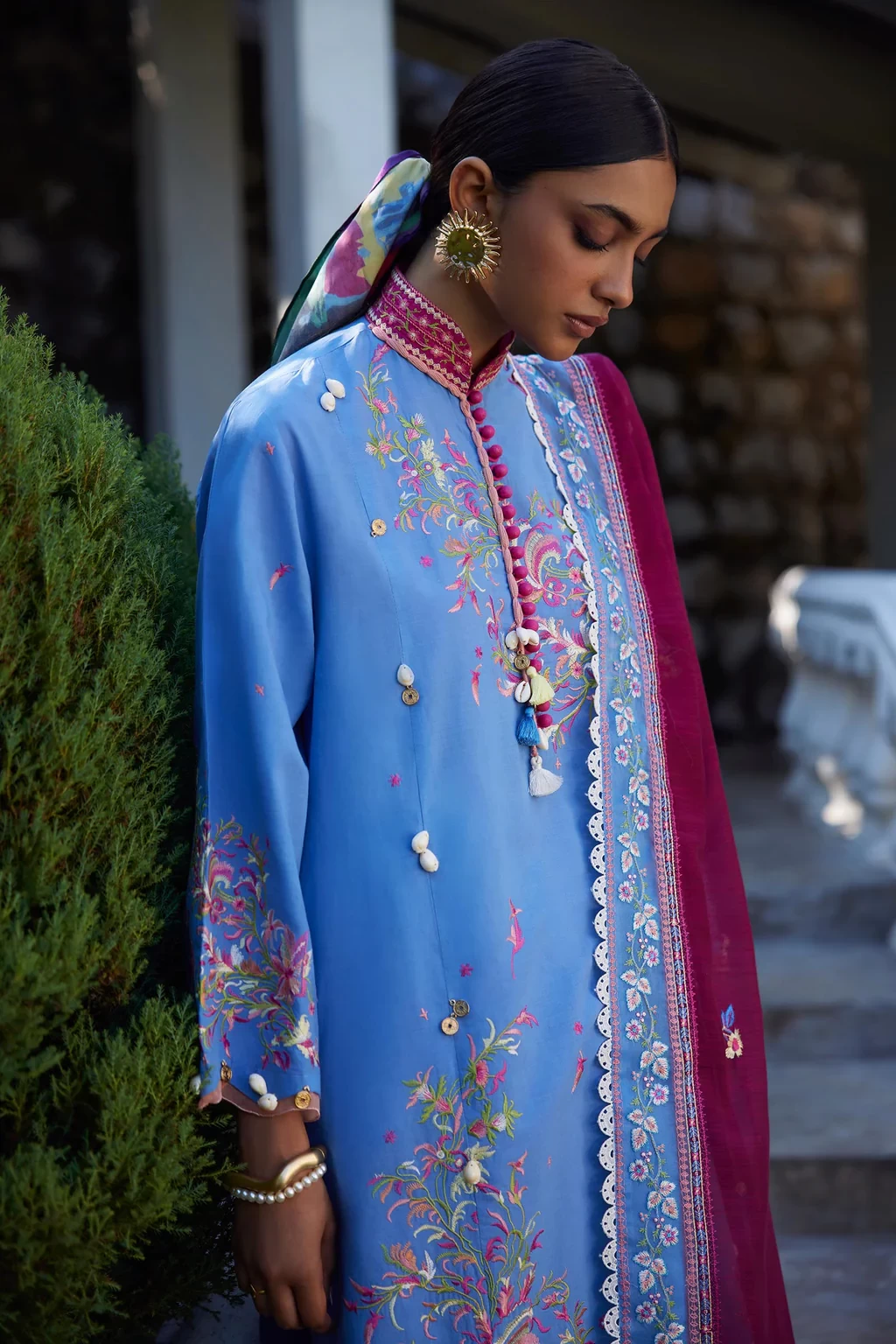 Embroidered 3 Piece Muzlin Suit - M262-016A-DC