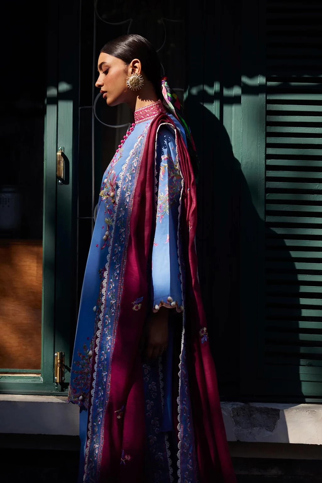 Embroidered 3 Piece Muzlin Suit - M262-016A-DC