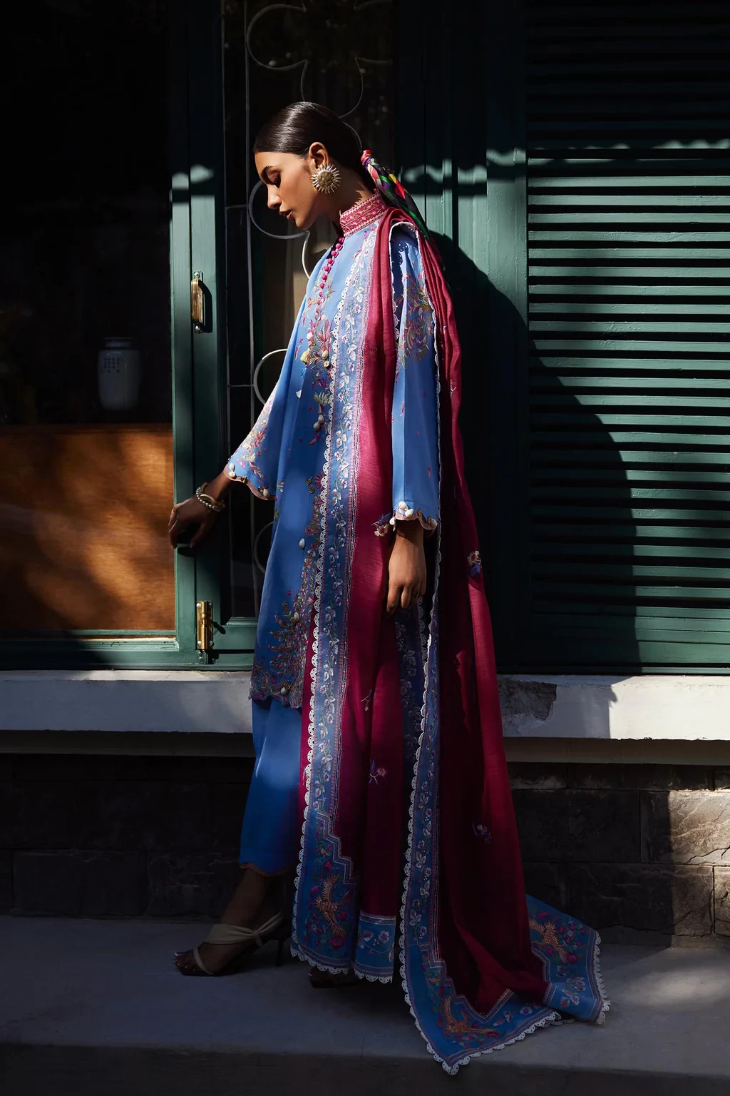 Embroidered 3 Piece Muzlin Suit - M262-016A-DC
