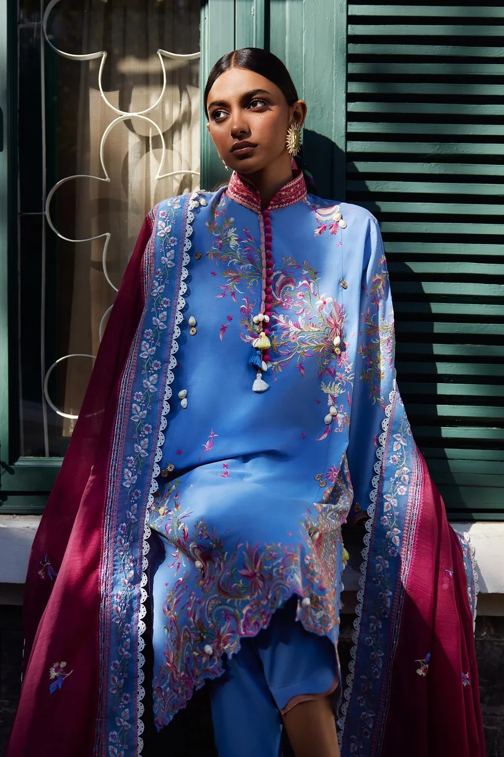 Embroidered 3 Piece Muzlin Suit - M262-016A-DC