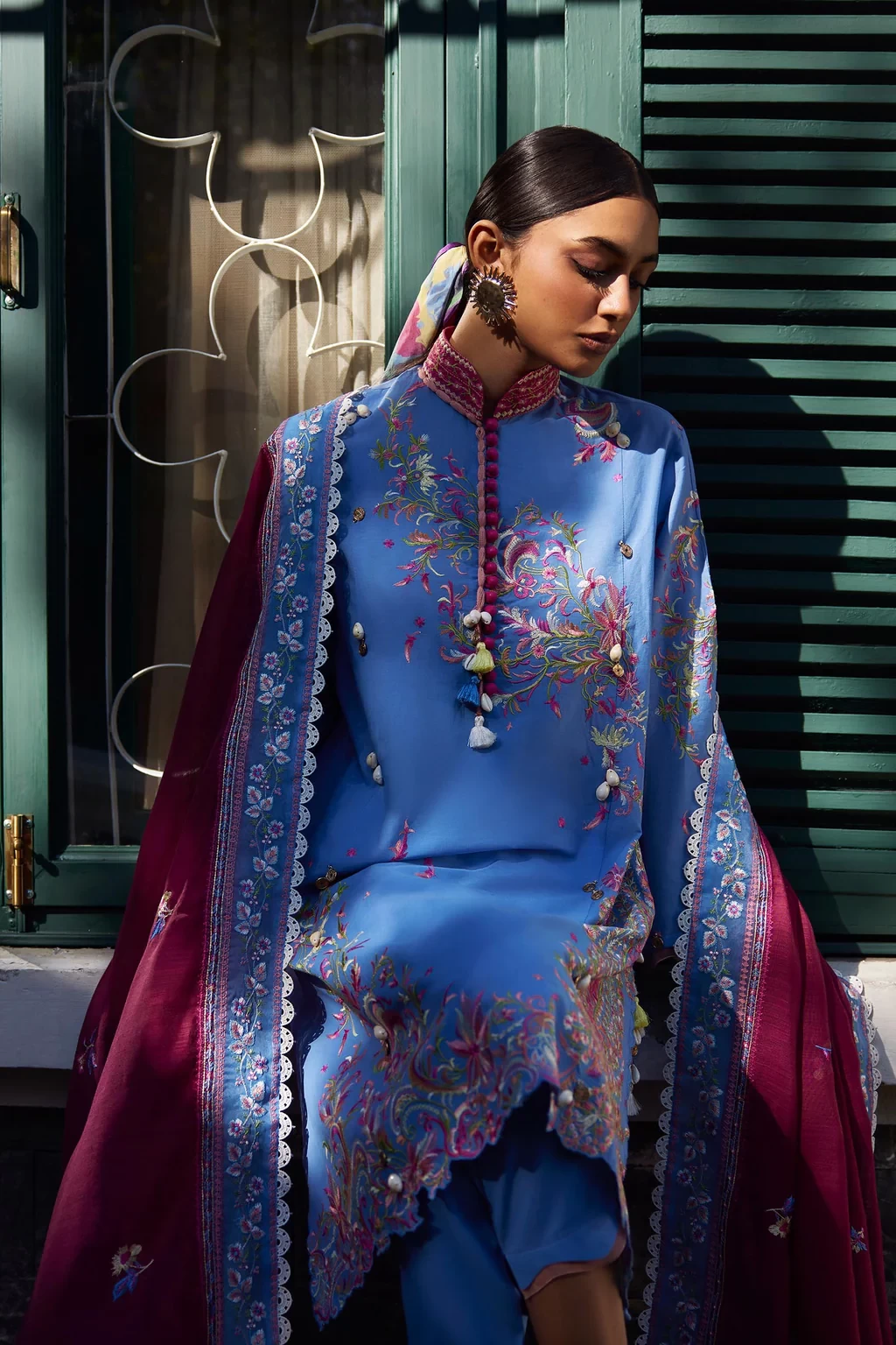 Embroidered 3 Piece Muzlin Suit - M262-016A-DC