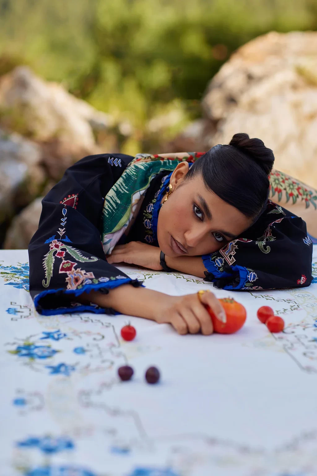 Embroidered 3 Piece Muzlin Suit - M262-015B-CL