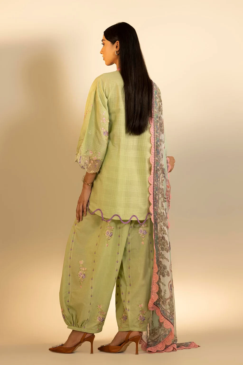 Embroidered 3 Piece Muzlin Suit -  M262-013B-CJ
