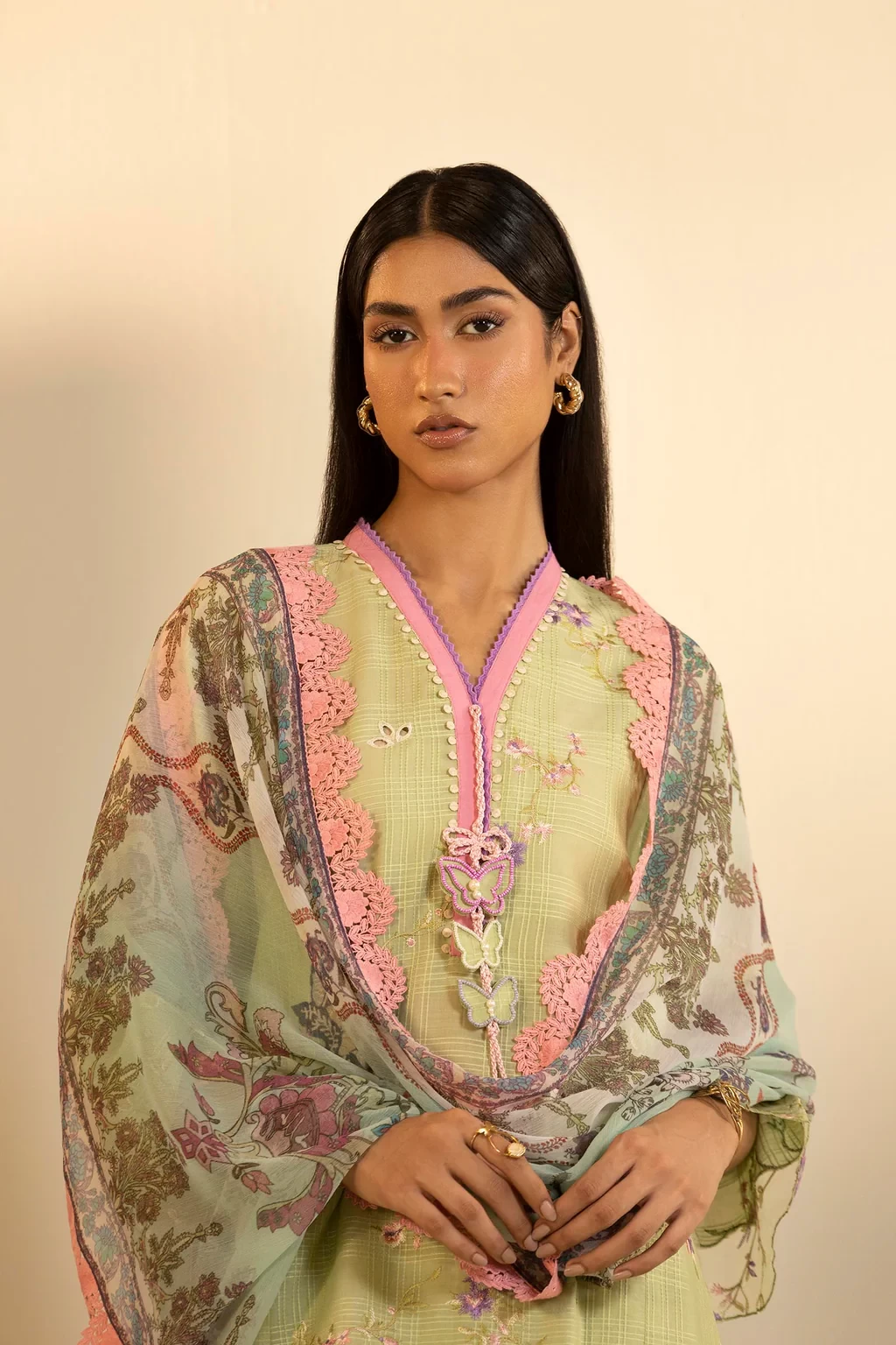 Embroidered 3 Piece Muzlin Suit -  M262-013B-CJ