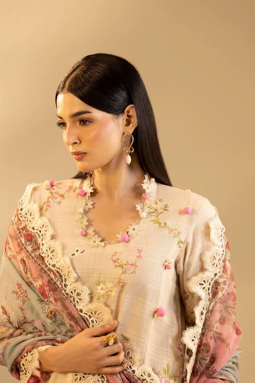 Embroidered 3 Piece Muzlin Suit - M262-013A-CJ