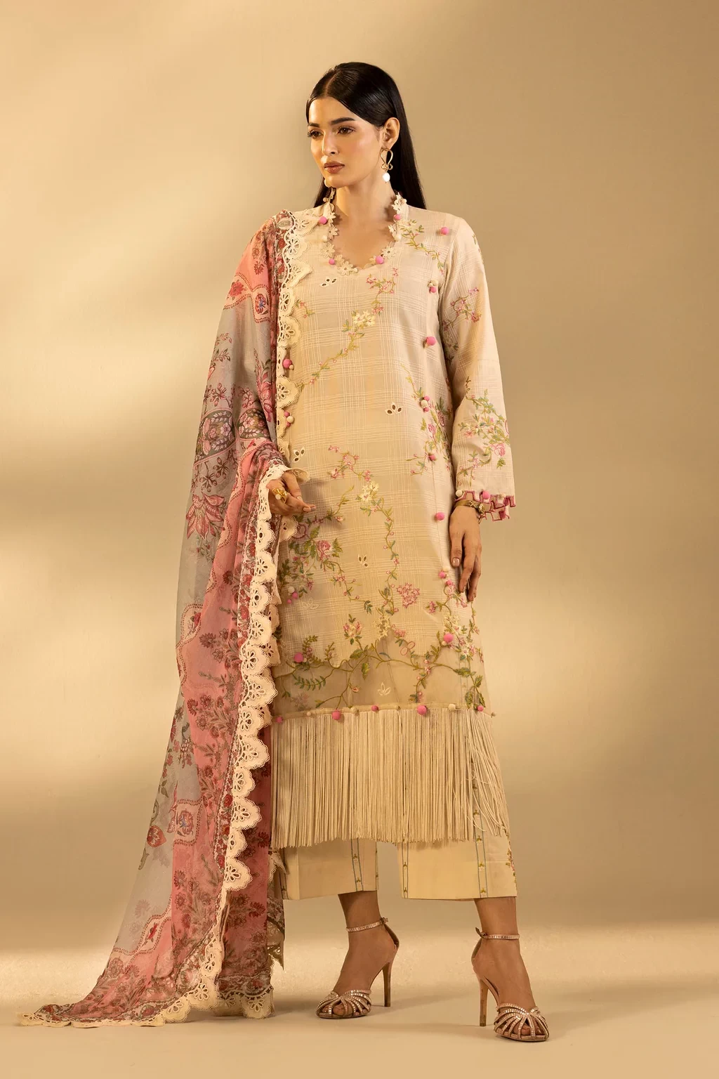 Embroidered 3 Piece Muzlin Suit - M262-013A-CJ